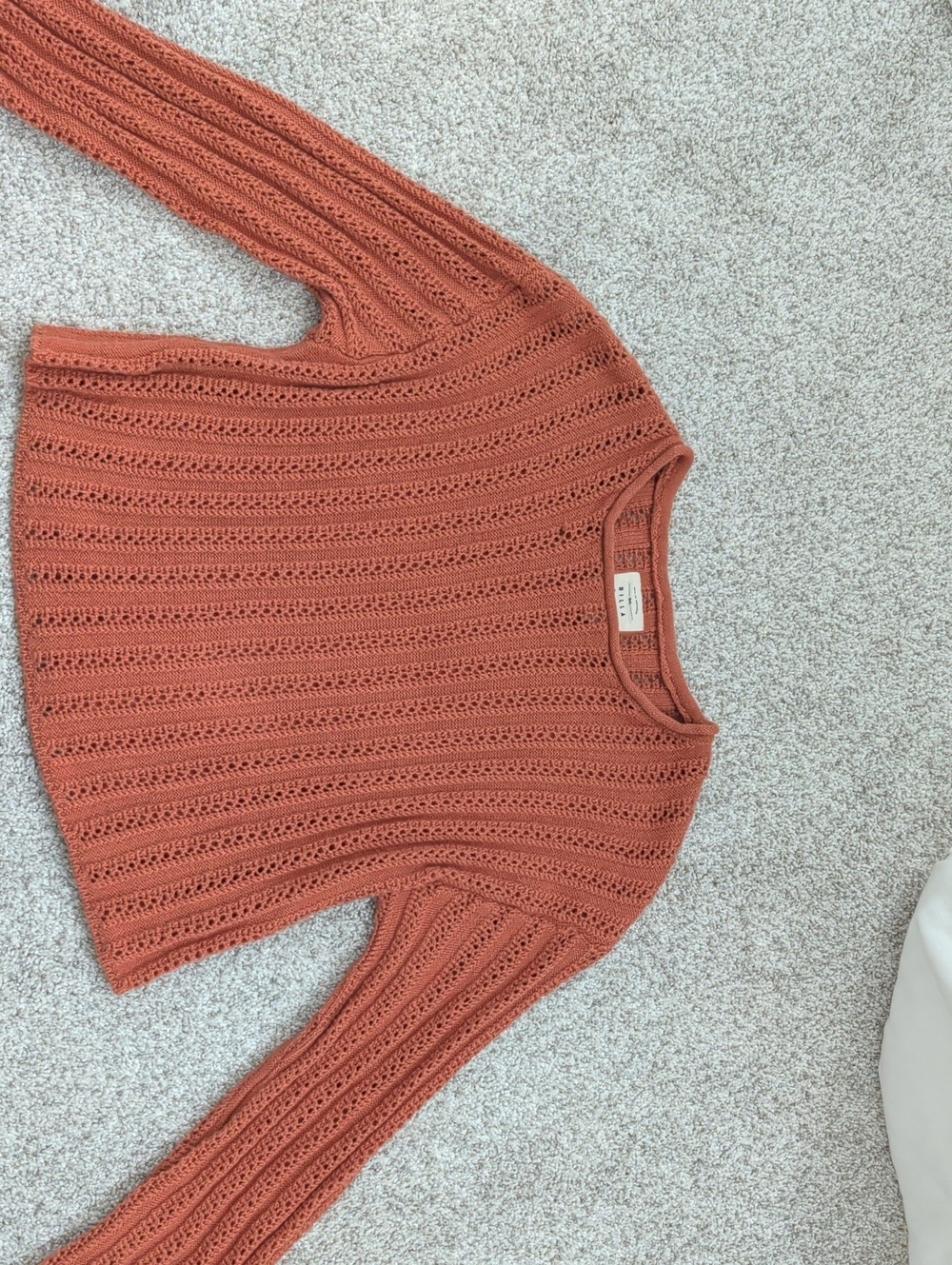 Billabong Openwork Knit Crew Sweater in Rust
